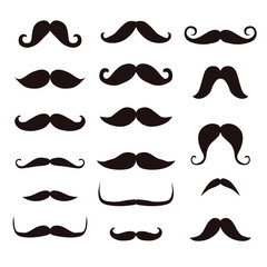 Set mustache, isolated on white background