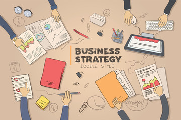 Business strategy picture in doodle style