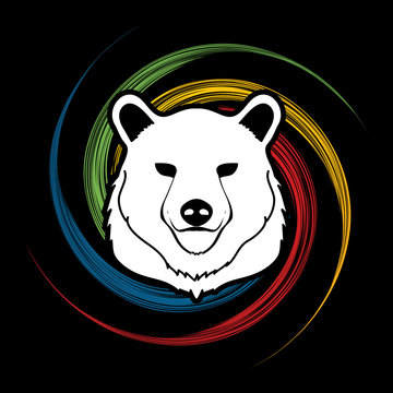 Bear Head Designed On Spin Wheel Background Graphic Vector.
