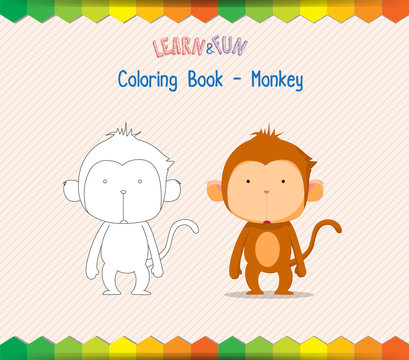 Monkey coloring book educational game