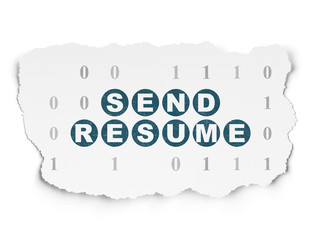 Business concept: Send Resume on Torn Paper background