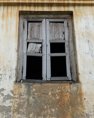 Old wall building with windows