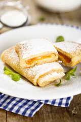 Pancakes, stuffed with apricot jam