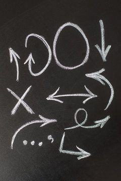 Set of grunge hand drawn arrows on chalkboard
