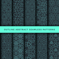 outline abstract seamless pattern set.