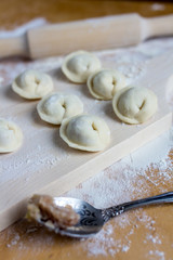 Raw Meat dumplings Russian traditional