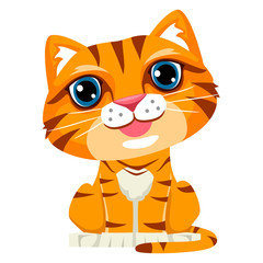 Vector Illustration of Cute Cartoon Cat