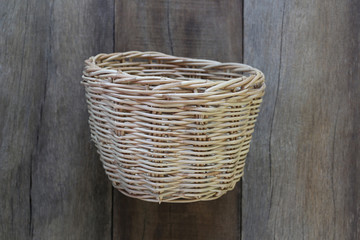 Basket weave of handicraft on old wooden.