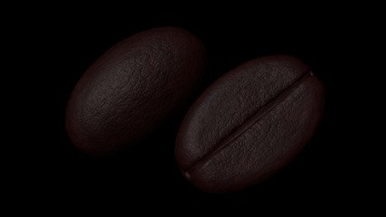 3d rendering coffee beans isolated with black