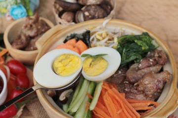 Bibimbap korean food is delicious.