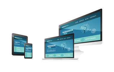 Responsive web design with different devices.