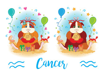 The signs of the zodiac. Guinea pig. Cancer.