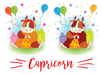 The signs of the zodiac. Guinea pig. Capricorn.