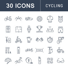 Set Vector Flat Line Icons Cycling