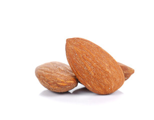 Almonds Salted on white background.