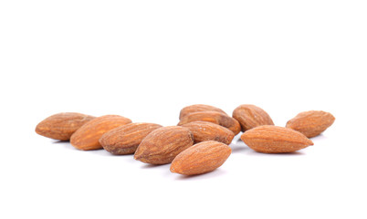 Almonds Salted on white background.