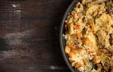 Asian pilaf on a orange plate