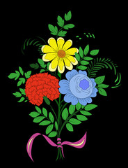 Bouquet of beautiful flowers. Floral background. Vector.