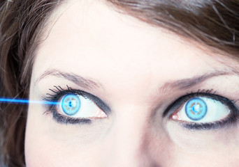 Obraz premium Eye with laser beam, eye surgery 