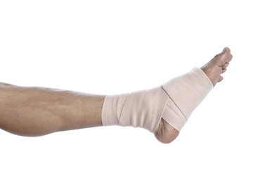 foot with a tensor bandage