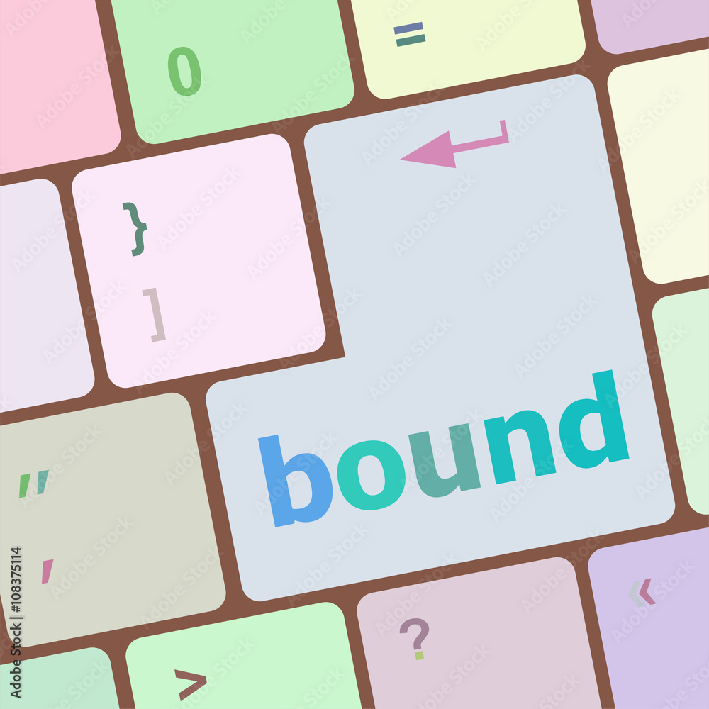 Poster bound button on computer pc keyboard key vector illustration