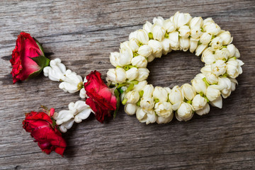 Thai garland made from Roses and jasmine for Songkarn festival