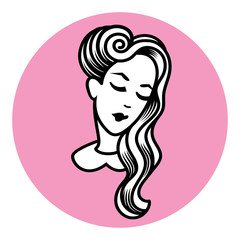 Woman silhouette, women's face drawing. Abstract design concept