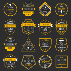 Naklejka premium Vector Set Surf Badges, Sign and Logos