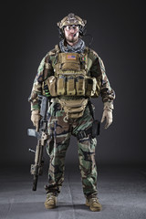 US Army Soldier on Dark Background