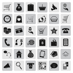 Shopping business and commerce simple icons set