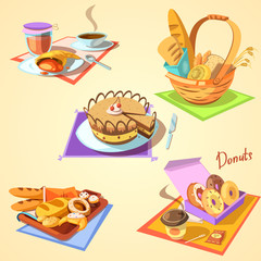 Bakery cartoon set