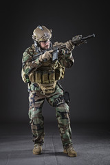 US Army Soldier on Dark Background