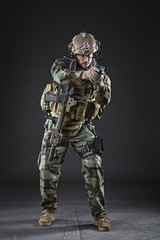 US Army Soldier on Dark Background