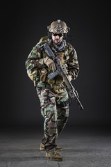 US Army Soldier on Dark Background