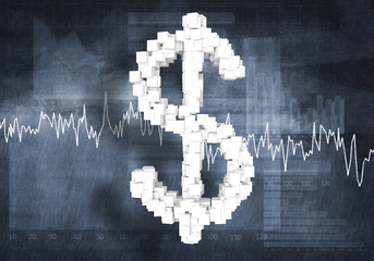 Dollar currency rate, 3D rendering