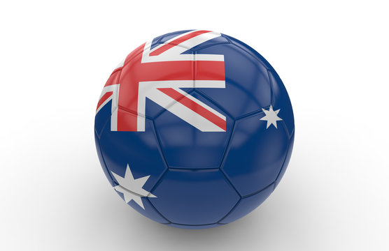 Soccer ball with Australia flag; 3d rendering