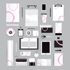 White identity template with blue origami elements. Vector compa © ploygraphic