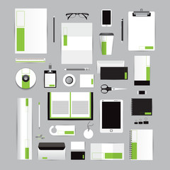 White identity template with blue origami elements. Vector compa © ploygraphic