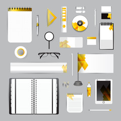 White identity template with blue origami elements. Vector compa © ploygraphic