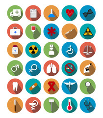 flat medical icons with shadow