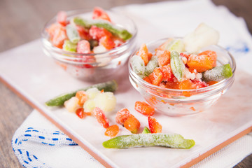 frozen vegetables in studio