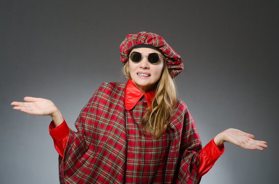Woman wearing traditional scottish clothing