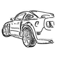 Hand draw simple sketch car vector illustration. Can be use for