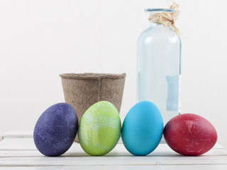 easter eggs on white background  composition