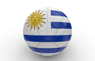 Soccer ball with Uruguay flag; 3d rendering