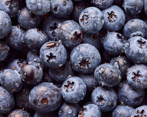 Blueberry with drops of water