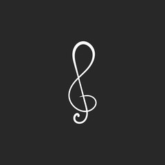 Music clef sign simple icon on background