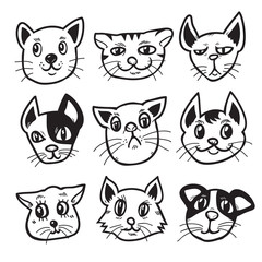 Cartoon cats set