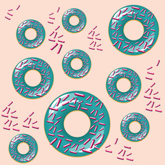 color vector seamless pattern with donuts