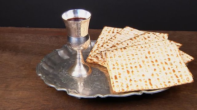 Pesach matzo passover with wine and matzoh jewish passover bread
